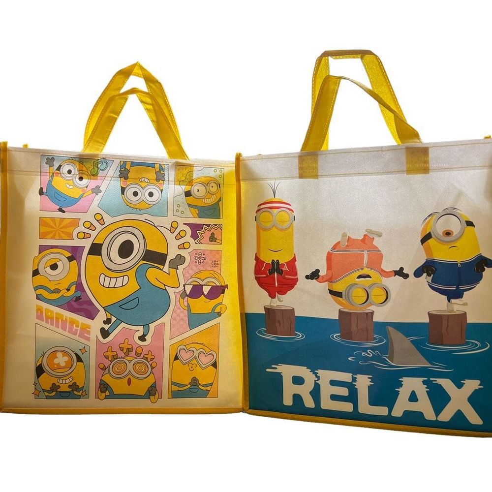 Minions 2 Reusable Tote‎ Bags Apprx 12” x 13” x 6.5” 2 Nickelodeon Gift Bags